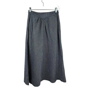 Vintage 80s Aunt Abigail's Attic Maxi Skirt XS Blue A Line Stripe Basque Waist‎